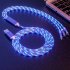 3 in 1 USB to Micro USB Type C Lighting 2A LED Fast Charging Data Cable Adapter for Mobile Phones blue