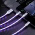 3 in 1 USB to Micro USB Type C Lighting 2A LED Fast Charging Data Cable Adapter for Mobile Phones colorful