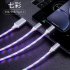 3 in 1 USB to Micro USB Type C Lighting 2A LED Fast Charging Data Cable Adapter for Mobile Phones red