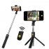 3 in 1 Wireless Bluetooth Selfie Stick Foldable Handheld Monopod Shutter Remote Extendable Mini Tripod for iphone Android Huawei  black
