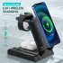 3 in 1 Wireless Charger Stand 15w Fast Charging Dock Station Compatible For Ios Headphones Watches Phones Black