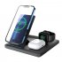 3 in 1 Wireless Charger Stand Charging Docking Station for Airpods Pro iWatch iPhone 14 13 12 11 Samsung Black