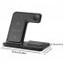 3 in 1 Wireless Charger Stand Fast Charging Vertical Base Bracket Compatible for Iphone Iwatch Airpods Black