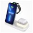 3 in 1 Wireless Charging Station With Led Night Light Foldable Charger Stand Compatible For Iwatch Iphone Airpods White