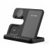 3 in 1 Wireless Charging Station Multiple Devices Wireless Charger Dock with Type C Cable Black