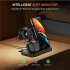 3 in 1 Wireless Charging Station Multiple Devices Wireless Charger Dock with Type C Cable Black
