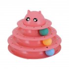 3-level Cat Track Toy With Colorful Balls Detachable Interactive Game Puzzle Funny Toy pink_23x18cm 400g