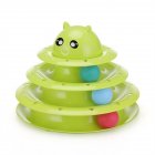 3-level Cat Track Toy With Colorful Balls Detachable Interactive Game Puzzle Funny Toy green_23x18cm 400g