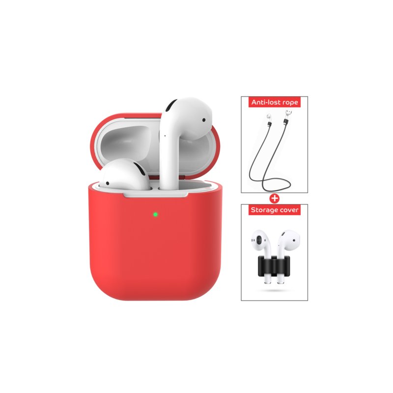 3 pcs/set For Apple AirPods 2 Wireless Charger Protective Silicone Case Cover Accessories red