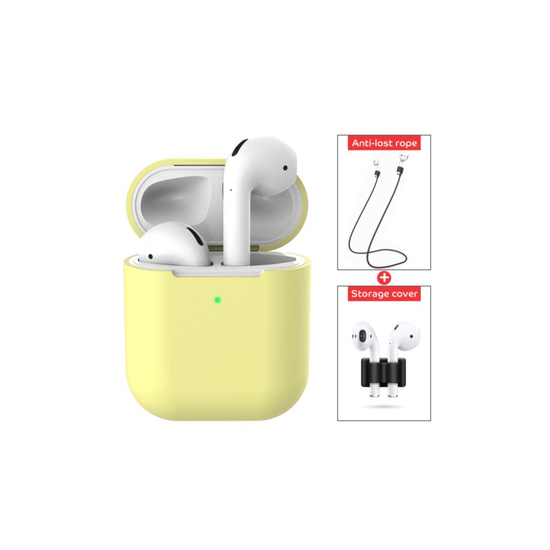 3 pcs/set For Apple AirPods 2 Wireless Charger Protective Silicone Case Cover Accessories yellow