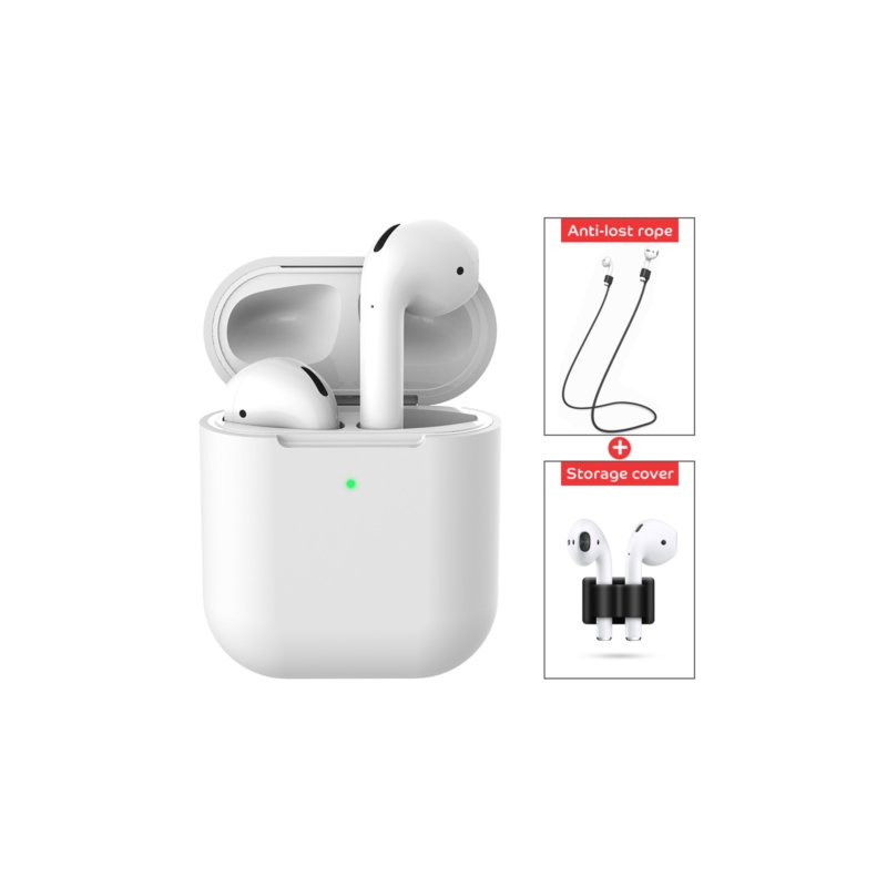 3 pcs/set For Apple AirPods 2 Wireless Charger Protective Silicone Case Cover Accessories white