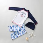 3-piece Boys Swimwear Set Quick-drying Beach Sunscreen Long Sleeve Shirt Swim Trunks With Sun Hat Split Swimsuit 3-tip shape 4-5years L