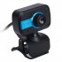 30 Degrees Adjustable Webcam USB Camera Video Recording Web Camera with Microphone dark blue