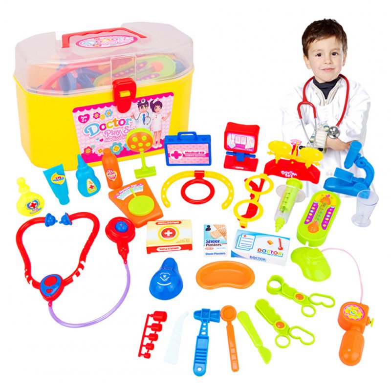 US 30 Pcs Doctor Nurse Medical Kit Children Role-playing Doctor Toy Suit with Carrying Case for Boys and Girls