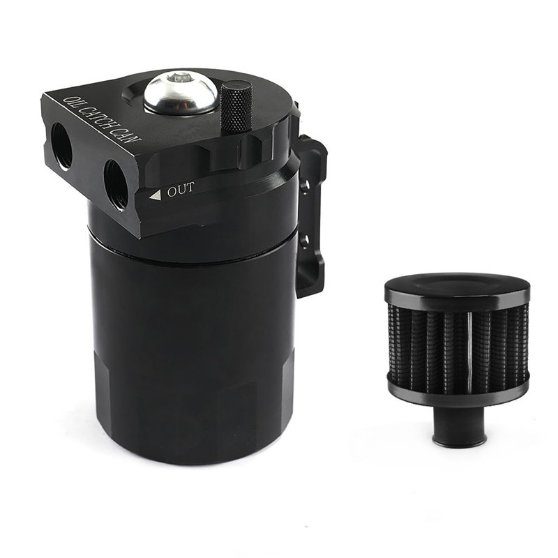 300ML Oil Catch Can Kit Universal Aluminum Oil Separator Catch Can With Breather Filter 6mm 8mm 10mm Adapters Baffled Tank Reservoir Automobile Accessories black