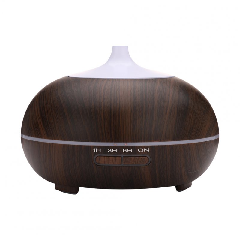 300ML Wood Grain Essential Oil Diffusers Ultrasonic Humidifier Portable Aromatherapy Diffuser with 7 Colors LED Light Air Purifiers Dark wood grain_British regulatory
