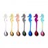 304 Stainless Steel Creative Hippocampus Shape Coffee Spoon Hangable Stirring Spoon Titanium Plating Multicolor Optional Colored hippocampus shapepoon
