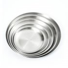 304 Stainless Steel Dinner Food  Plates Round Thicken Cake Fruit Tray Kitchen Dishes Tools 304 Brushed_14cm
