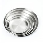 304 Stainless Steel Dinner Food  Plates Round Thicken Cake Fruit Tray Kitchen Dishes Tools 304 Brushed 14cm