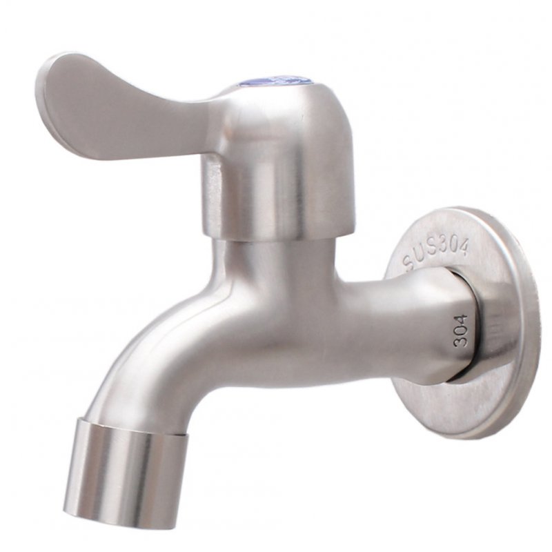 304 Stainless Steel Quick Opening Ceramic Core Faucet for Washing Machine Mop Pool Silver