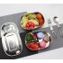 304 Stainless Steel Square Lunch Box with Buckle Leak Proof Food Container Bento Box  Three grid