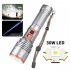 30W LED Flashlight  Battery Powered  Rechargeable  Adjustable Focus  5 Light Modes  Zoomable  IPX4 Waterproof 1500 Lumen Super Bright Flashlight    No batteries i