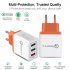 30W QC 3 0 Fast Quick Charger 3 Port USB Hub Wall Charger Adapter Orange European regulations