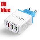 30W QC 3.0 Fast Quick Charger 3 Port USB Hub Wall Charger Adapter sky blue_European regulations