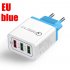 30W QC 3 0 Fast Quick Charger 3 Port USB Hub Wall Charger Adapter sky blue European regulations