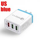 30W QC 3.0 Fast Quick Charger 3 Port USB Hub Wall Charger Adapter sky blue_U.S. regulations