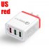 30W QC 3 0 Fast Quick Charger 3 Port USB Hub Wall Charger Adapter red U S  regulations