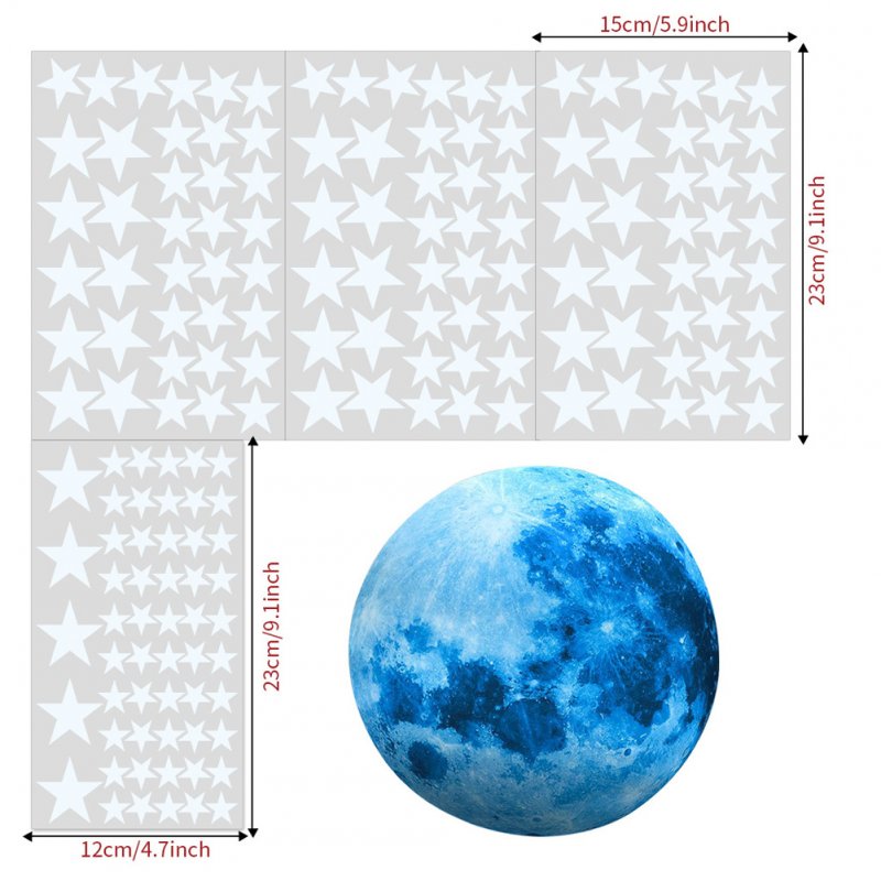 30cm Blue Moon 435pcs Blue Luminous Moon Star Sticker 166pcs Star Decal Decoration 166pcs