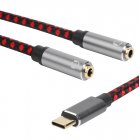 30cm Type C to Dual 3.5mm Jack Male to 2 Female AUX Audio USB C Adapter Cord 30cm
