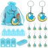 30pcs Elephant Keychains Set With Thank You Tag Organza Bags Guest Return Favors For Baby Shower Wedding Birthday Party Decoration blue