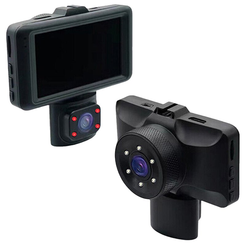 3 Channel Dash Cam Front Rear Inside 1080p Full High-Definition Wide Angle Dashboard Camera Ir Night Vision 