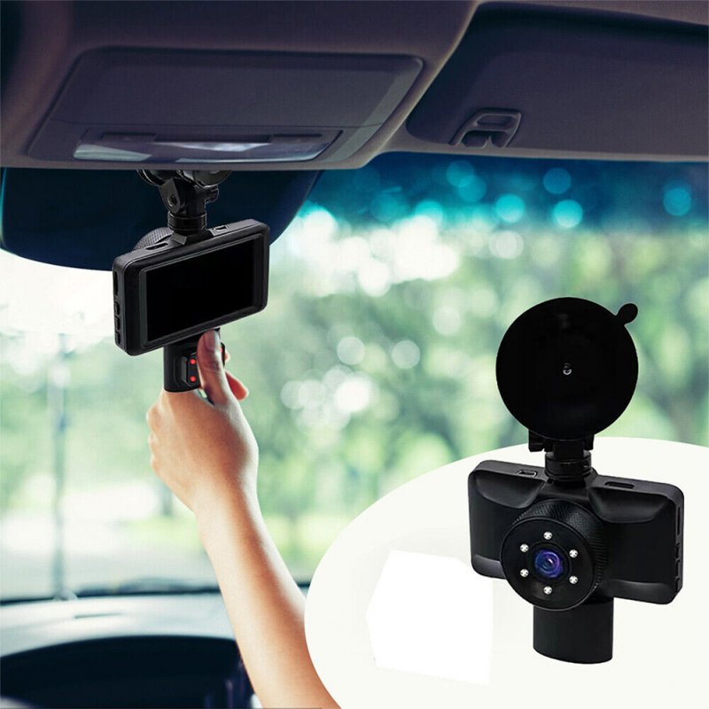 3 Channel Dash Cam Front Rear Inside 1080p Full High-Definition Wide Angle Dashboard Camera Ir Night Vision 