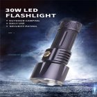 30w Led White Light Flashlight Type-c Rechargeable Long-range 1500m Telescopic Zoom Outdoor Strong Light Torch 850B+USB (without battery