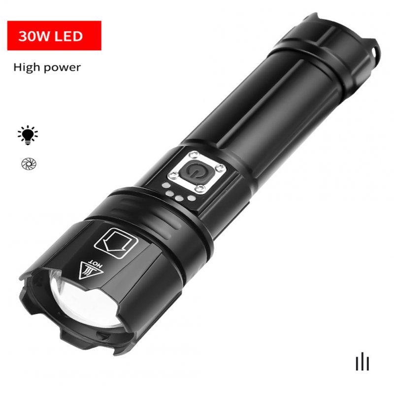 30w Mini Flashlight Usb Charging Led Telescopic Zoomable Torch