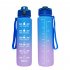 32OZ 1000ML Space  Cup Time Marker Leakproof BPA Free Portable Climbing Camping Sports Bottle White black