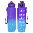32OZ 1000ML Space  Cup Time Marker Leakproof BPA Free Portable Climbing Camping Sports Bottle Purple blue