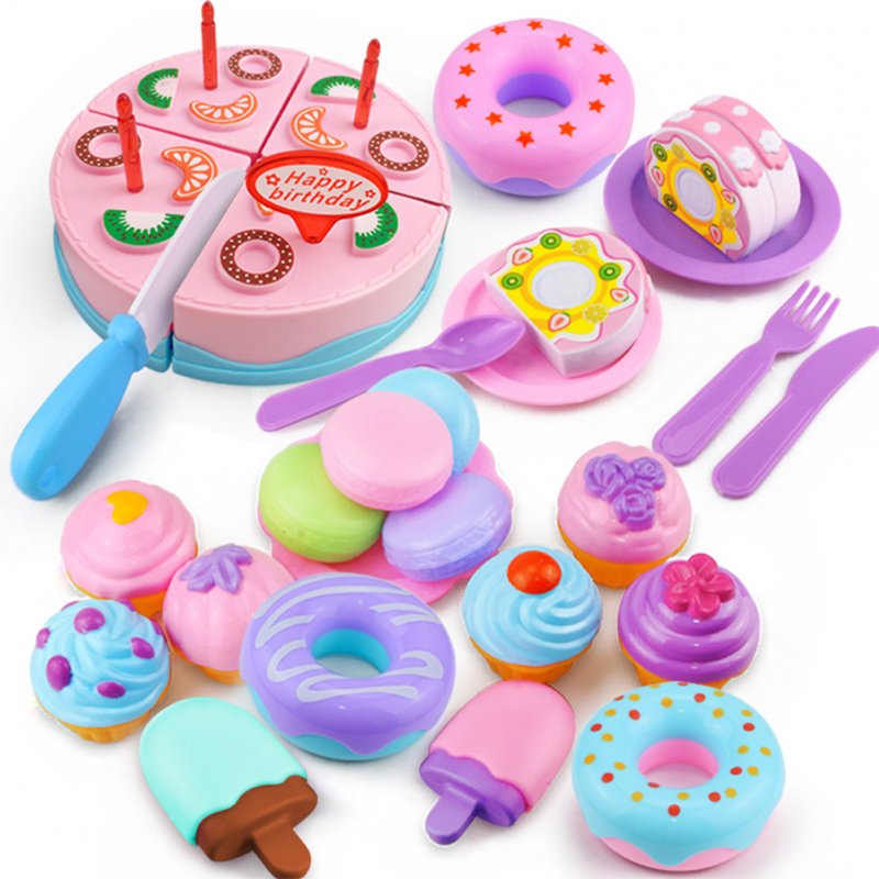 32Pcs/Set Simulate Cake + Dessert + Macarons + Doughnut + Ice Cream Play House Toy [32 sets]