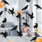 32pcs Paper Crow Halloween Hanging With 100m Black Thread Crow Holiday Party Decoration Prop Pendant For Party black