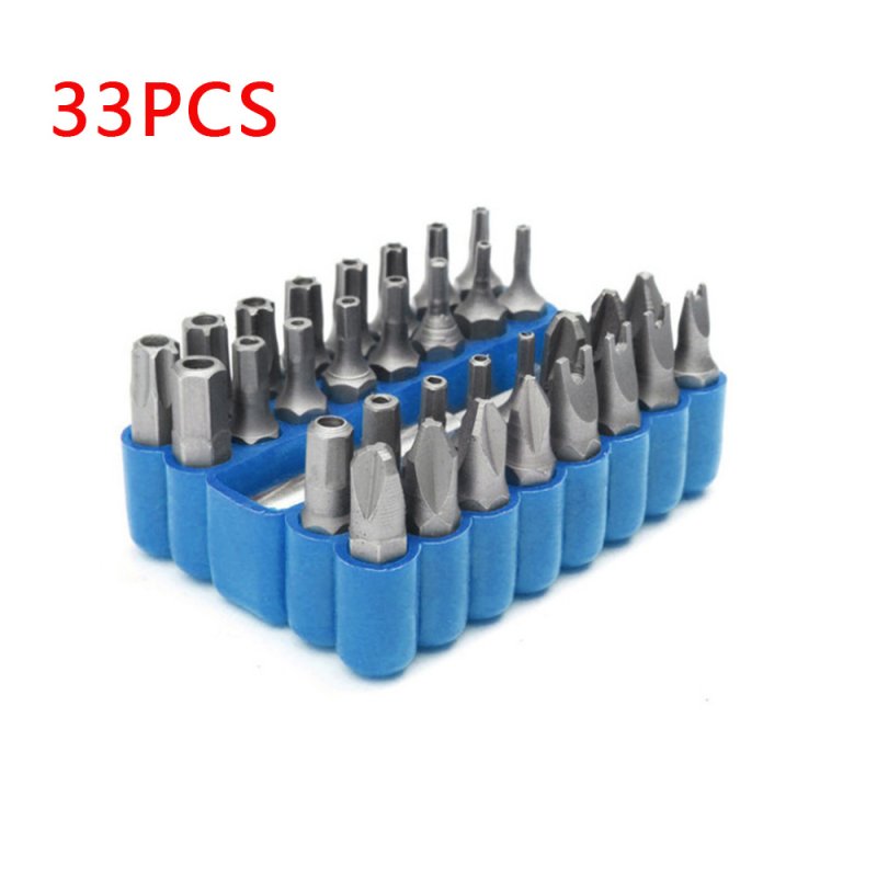 33pcs/set Hollow Screwdriver Kit Hexagonal Hex Cross Torx Shaped Drills Hand Tools 33pcs/set blue