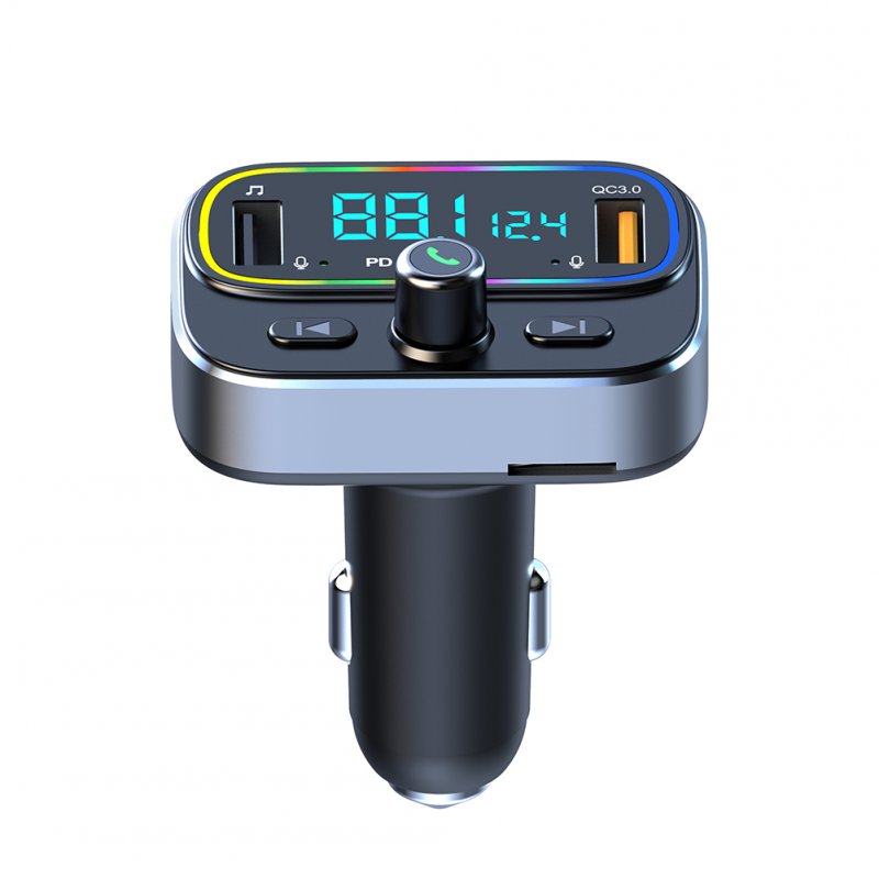 T66 Car Bluetooth Fm Transmitter Rgb Ambient Light Mp3 Player Pd20w Fast Charge Handsfree Kit 