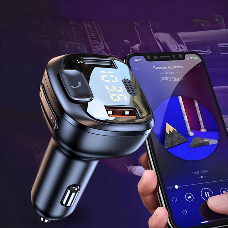 T08 Wireless FM Radio Transmitter For Car Dual USB QC3.0 Fast Charging V5.0 Handsfree Calling Audio Receiver MP3 Music Player 
