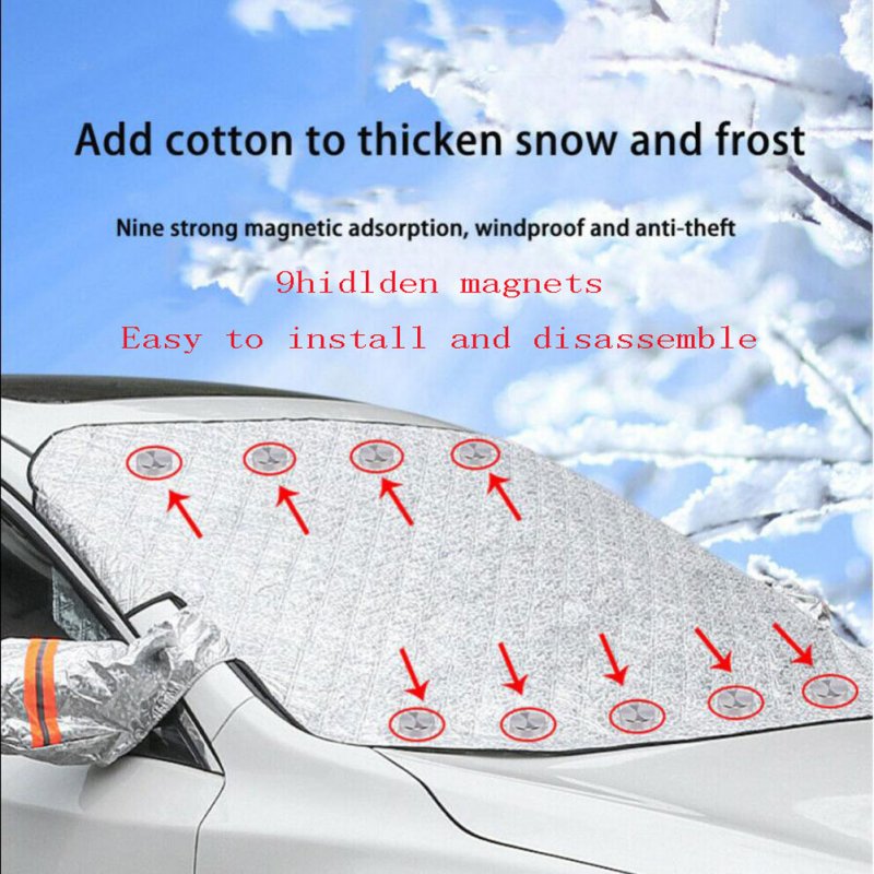 140cmx120cm Car Windscreen Frost Cover Snow Magnetic Cover Windshield General Car Cover with Two Mirror Covers 