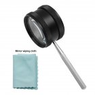 35x 50mm Handheld Magnifier Optical Glass Magnifying Glass For Antique Jewelry Amber Diamond Jade Appraisal (Rag Color Random) Black