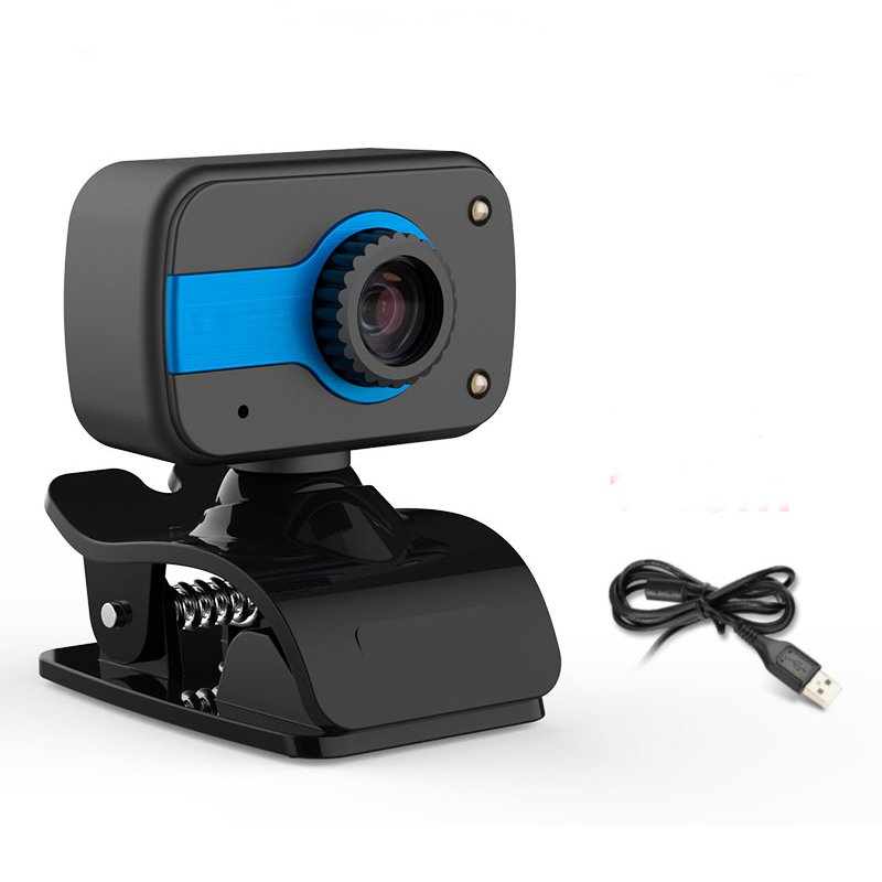 360 Degree USB 12M HD Webcam Web Cam Clip-on Digital Camcorder with Microphone for Laptop PC Computer blue