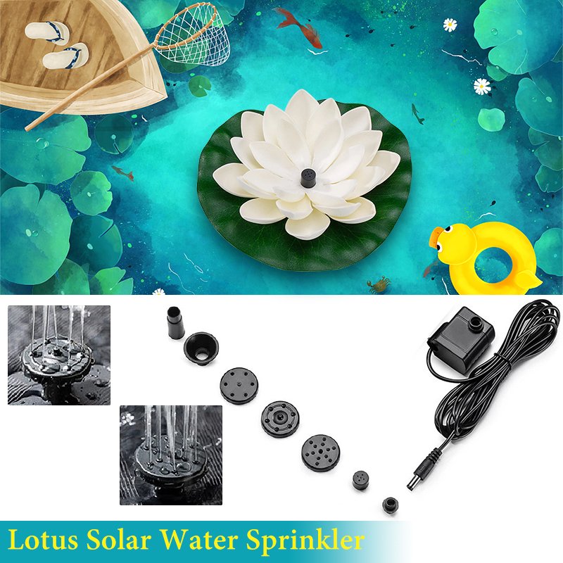 360 Degrees Lotus Solar Water Sprinkler  System Water Sprayer For Garden Lawn Courtyard white