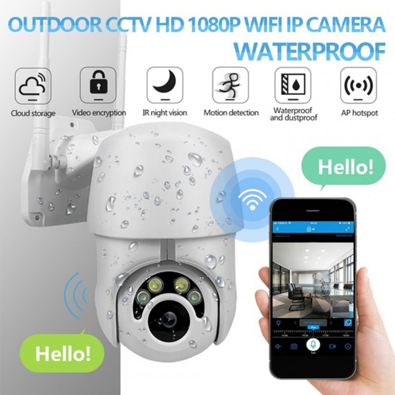 360 Eyes HD Hemispheric Camera WiFi IP Camera CCTV IR Camera Outdoor Security  white_U.S. Plug